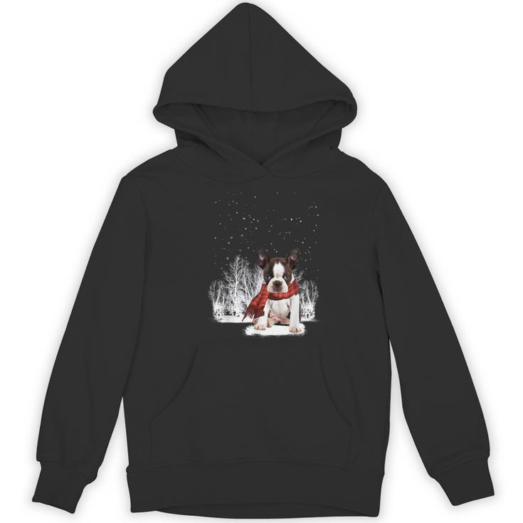 Boston Terrier In The Snow Merry Christmas Winter Women's Hoodie, novelty gifts, funny gifts