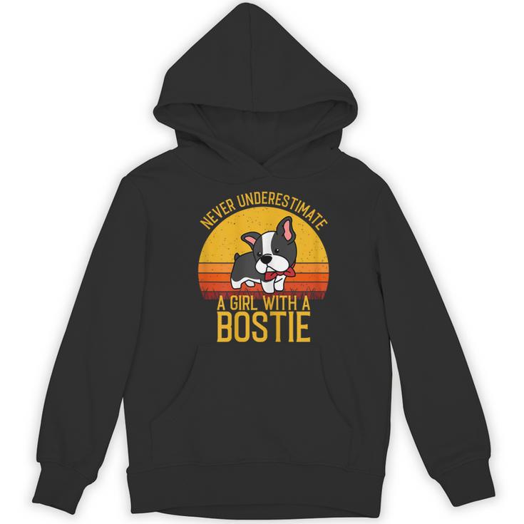 Boston Terrier Never Underestimate a Girl With a Bostie Women's Hoodie, novelty gifts, funny gifts