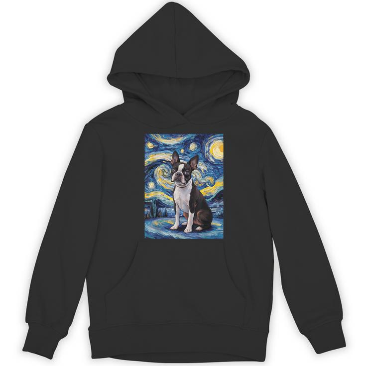 Boston Terrier Van Gogh Starry Night Women's Hoodie, novelty gifts, funny gifts