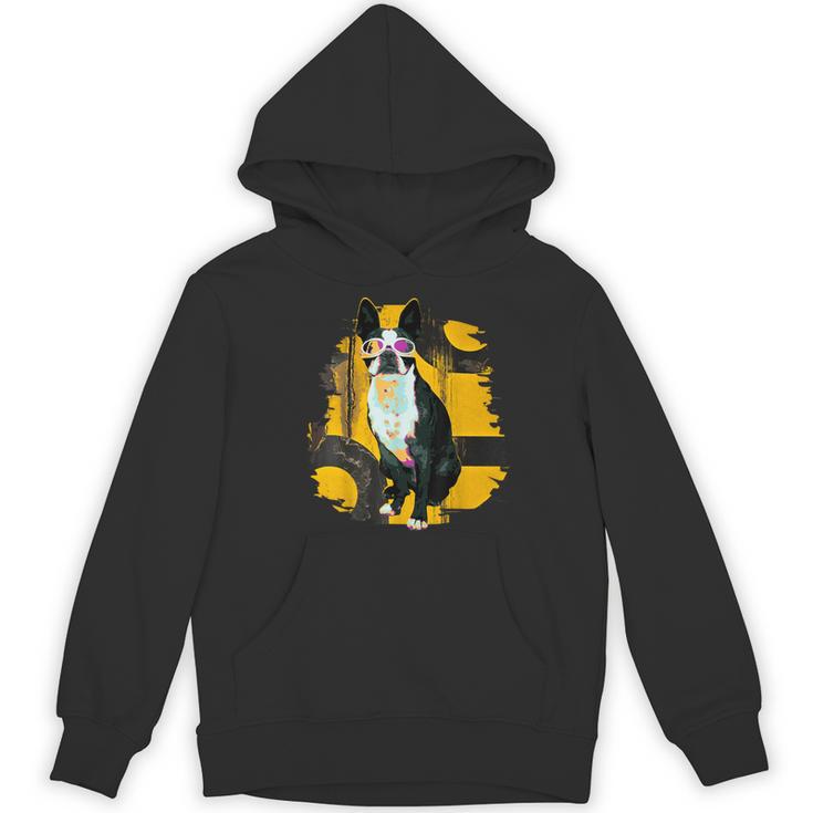 Boston Terrier s Mid-Century Modern Art s Street Grunge Women's Hoodie, novelty gifts, funny gifts