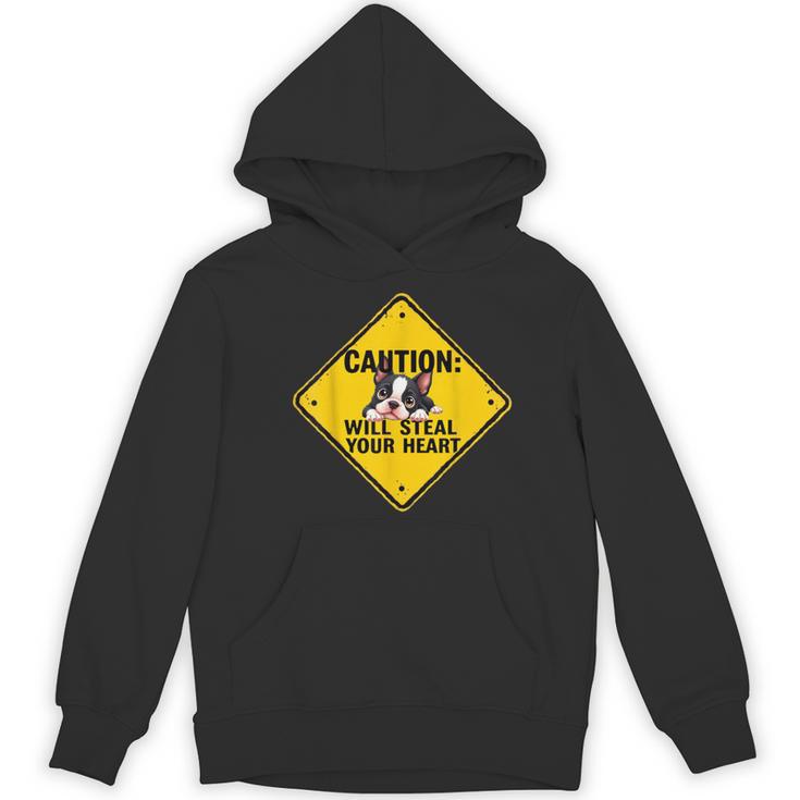 Caution Sign Boston Terrier Dog Bostie Puppy Women's Hoodie, novelty gifts, funny gifts