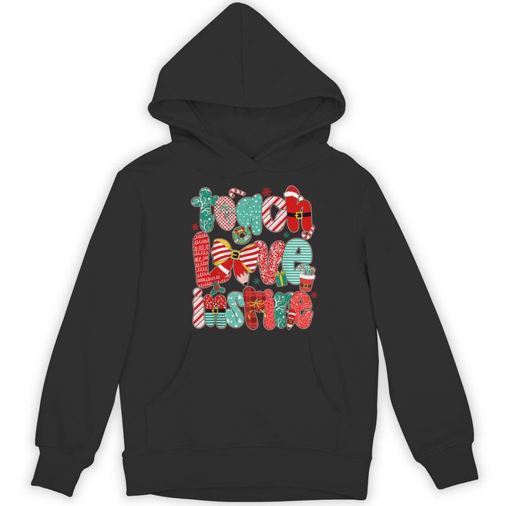 Christmas Coquette Bow Teacher Teach Love Inspire Women's Hoodie, novelty gifts, funny gifts