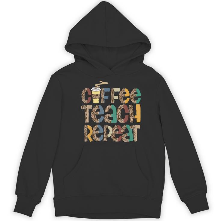 Coffee Teach Repeat Leopard Print Back To School Teachers Women's Hoodie, novelty gifts, funny gifts