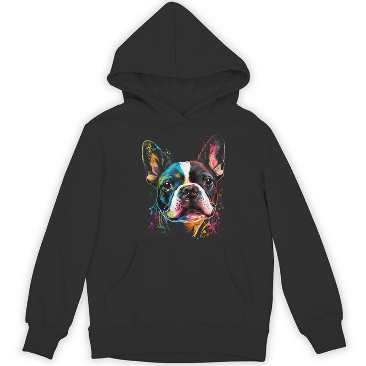 Cute Boston Terrier Puppy Dog Art Lover Unique Painting For Men Women Kids Women's Hoodie, novelty gifts, funny gifts