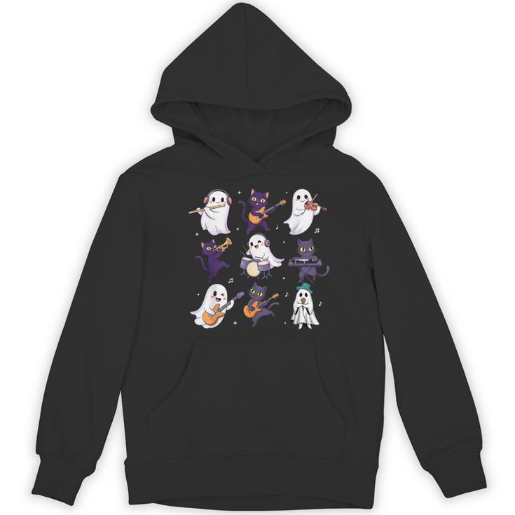 Cute Ghost Cat Playing Musical Halloween Music Teacher Women's Hoodie, novelty gifts, funny gifts Cute Ghost Cat Playing Musical Halloween Music Teacher Women's Hoodie, novelty gifts, funny gifts