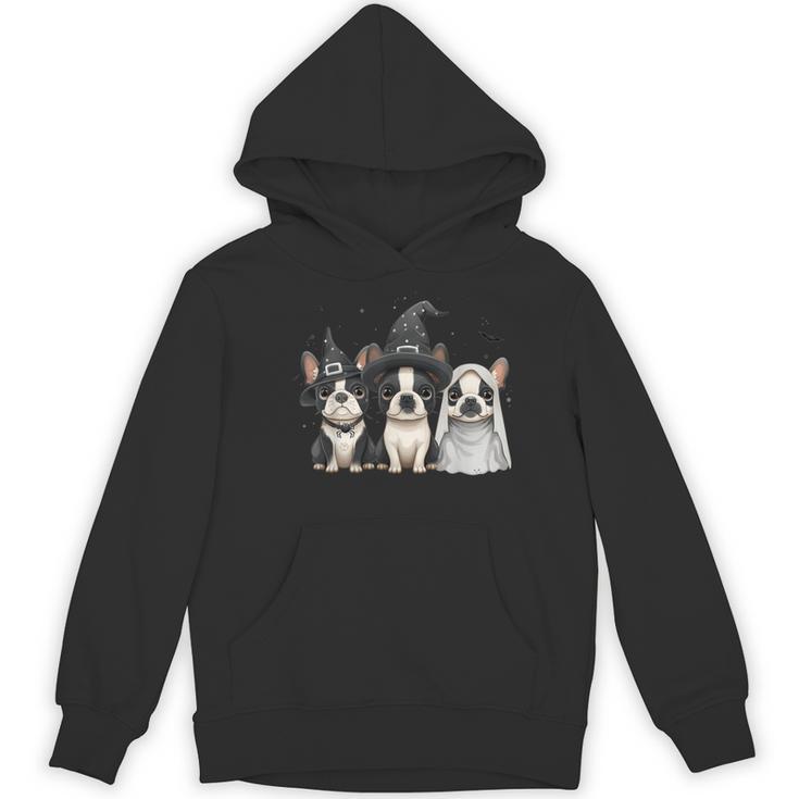 Cute Halloween Boston Terrier Dogs Witch Hat Ghost Dog For Men Women Kids Women's Hoodie, novelty gifts, funny gifts