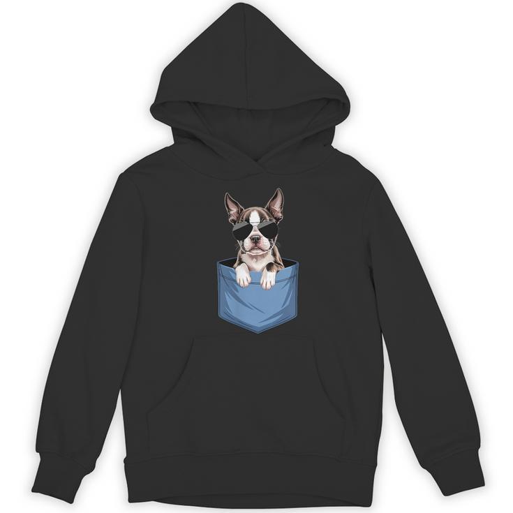 Cute Pocket Boston Terrier Lover Dog Mom Women's Hoodie, novelty gifts, funny gifts