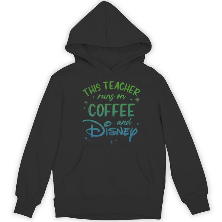 Disney This Teacher Runs On Coffee And Disney Gradient Logo Women's Hoodie, novelty gifts, funny gifts