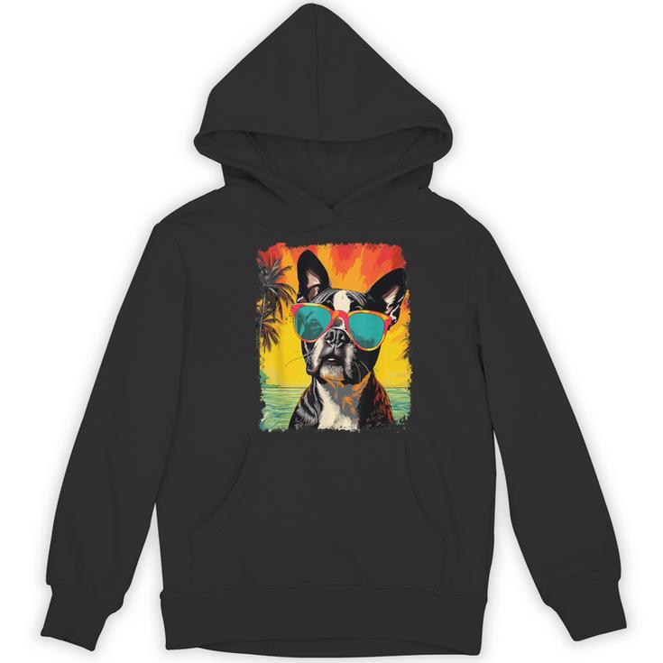 Dog Boston Terrier Hawaiian Women's Hoodie, novelty gifts, funny gifts