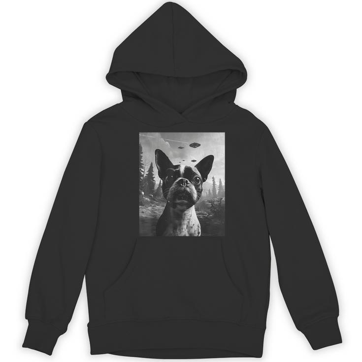 Dog Mom Dad Alien Selfie Boston Terrier UFO For Men Women Women's Hoodie, novelty gifts, funny gifts