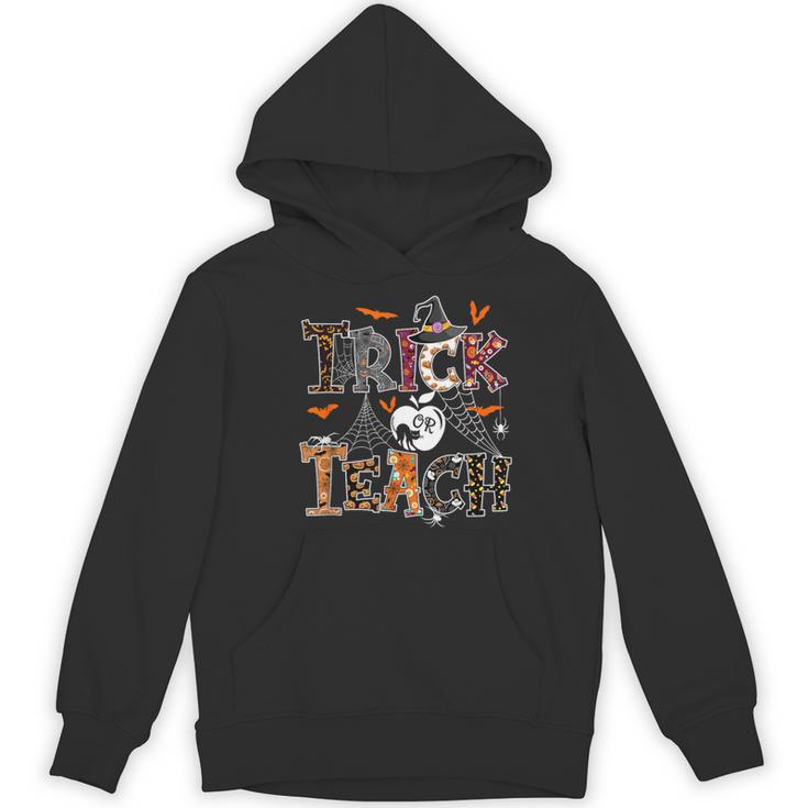 Fall Holiday Themed Thanksgiving Halloween Teacher Trick Or Women's Hoodie, novelty gifts, funny gifts