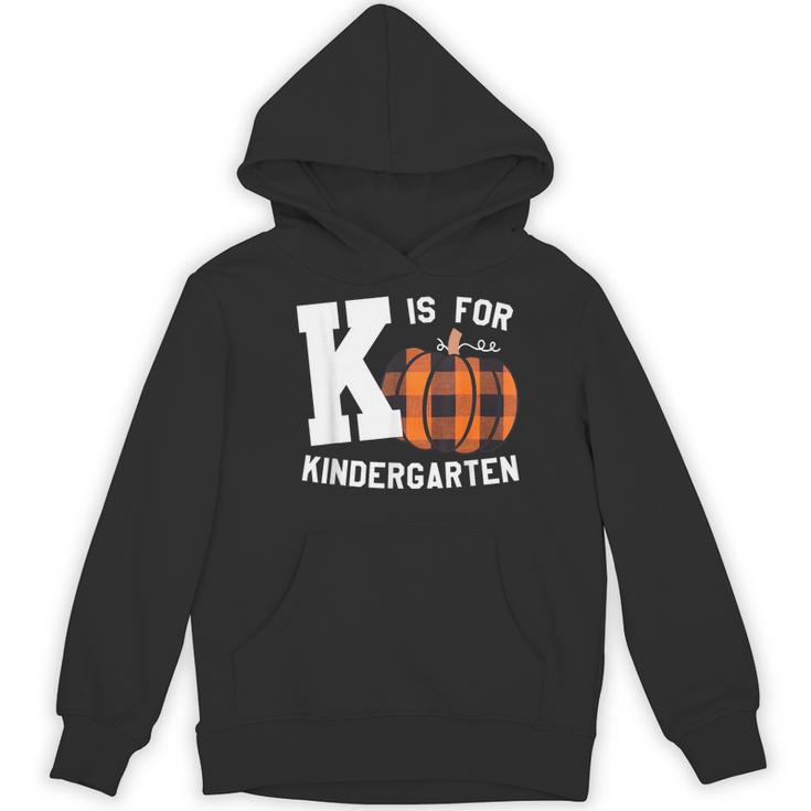 Fall Kindergarten Teacher K Is For Buffalo Plaid Pumpkin Women's Hoodie, novelty gifts, funny gifts
