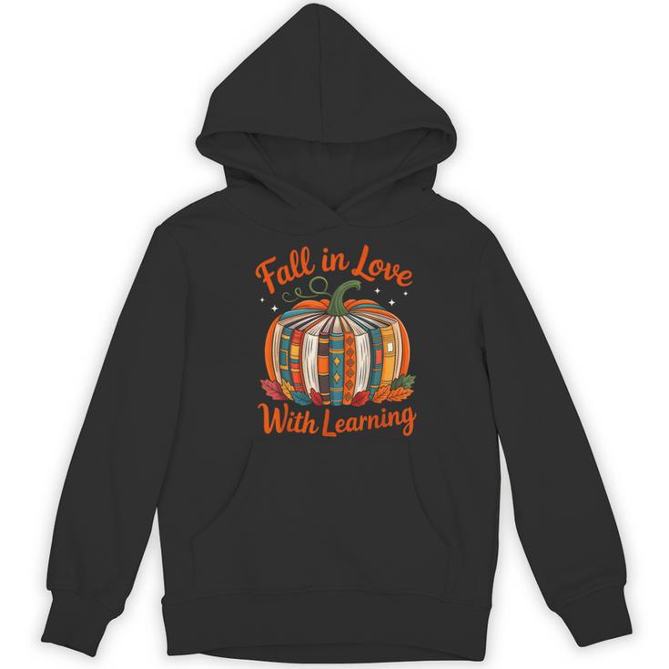 Fall In Love With Learning Book Lover Autumn Pumpkin Teacher Women's Hoodie, novelty gifts, funny gifts