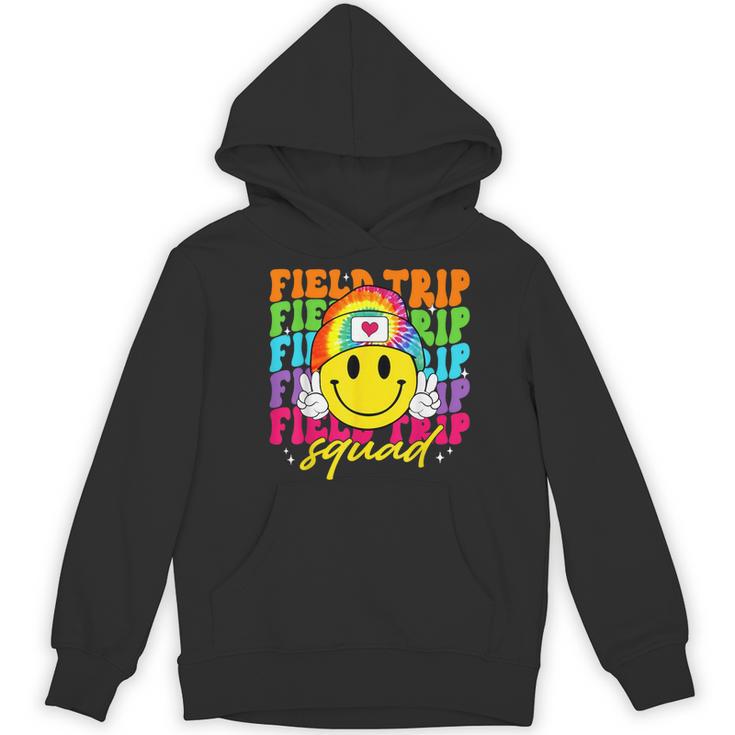 Field Trip Squad Groovy Field Day Smile Face Teacher Tie Dye Women's Hoodie, novelty gifts, funny gifts Field Trip Squad Groovy Field Day Smile Face Teacher Tie Dye Women's Hoodie, novelty gifts, funny gifts