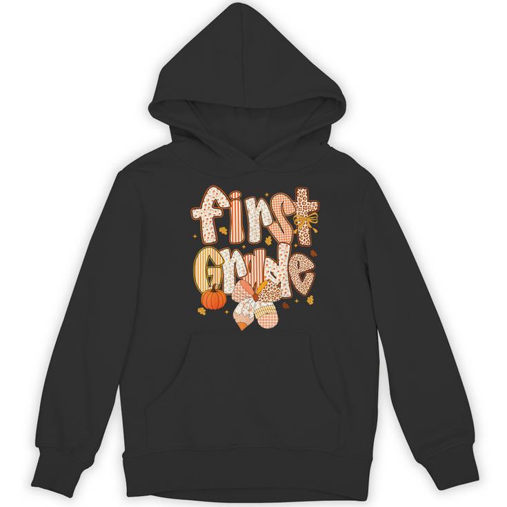 First Grade Fall Floral Coquette Bow Teachers Students Women's Hoodie, novelty gifts, funny gifts First Grade Fall Floral Coquette Bow Teachers Students Women's Hoodie, novelty gifts, funny gifts