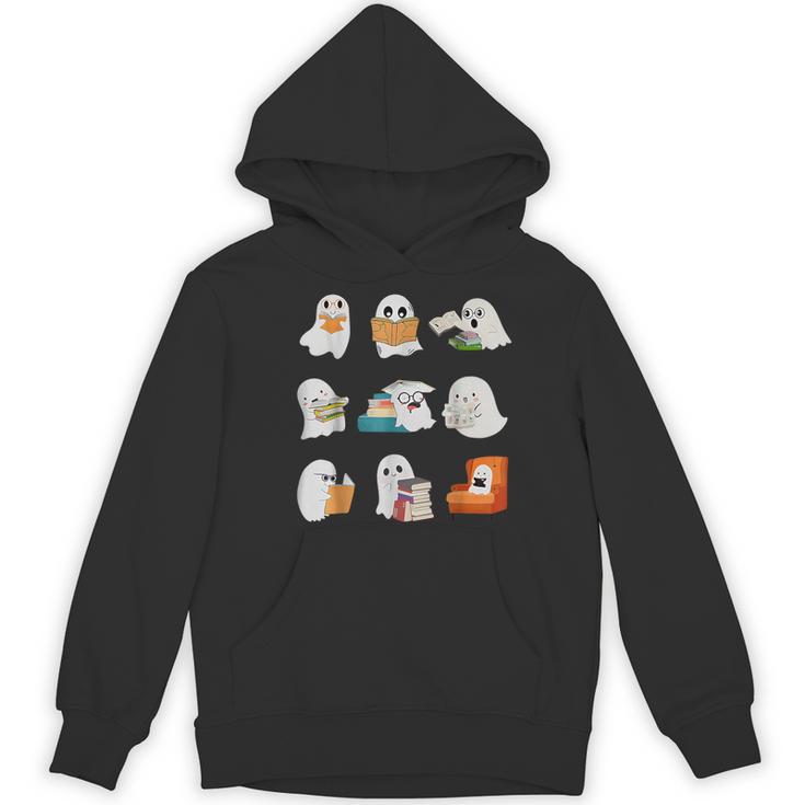 Ghost Reading Teacher Halloween Librarian Book Lover School Women's Hoodie, novelty gifts, funny gifts