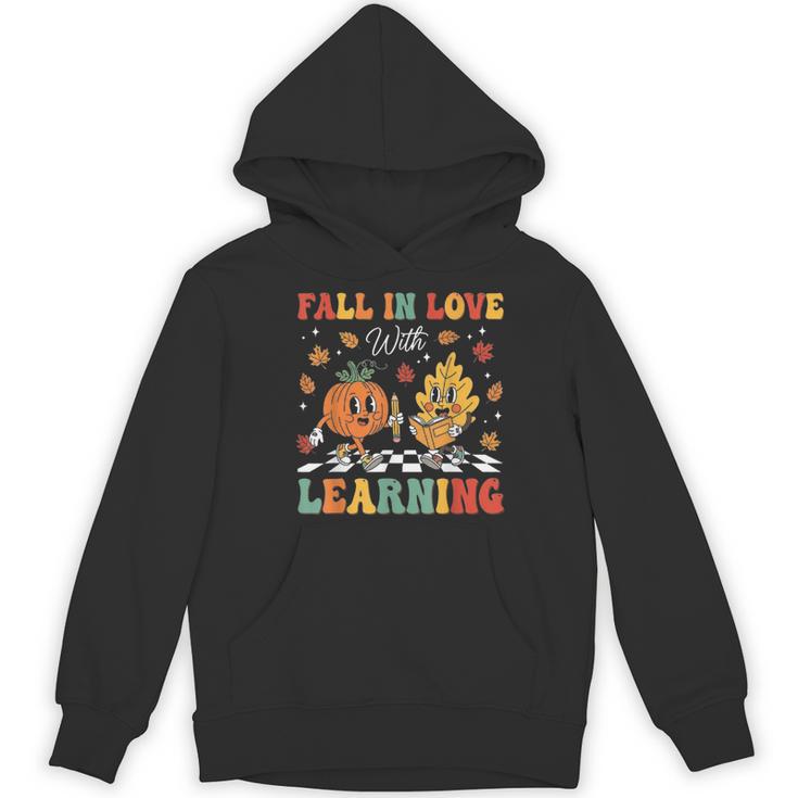 Groovy Fall In Love With Learning Autumn Pumpkin Teacher Women's Hoodie, novelty gifts, funny gifts Groovy Fall In Love With Learning Autumn Pumpkin Teacher Women's Hoodie, novelty gifts, funny gifts
