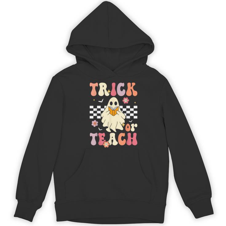 Groovy Teacher Halloween Retro Trick Or Teach Floral Ghost Women's Hoodie, novelty gifts, funny gifts Groovy Teacher Halloween Retro Trick Or Teach Floral Ghost Women's Hoodie, novelty gifts, funny gifts
