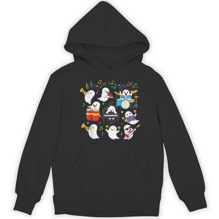 Halloween Music Teacher Ghost Playing Musical Instruments Women's Hoodie, novelty gifts, funny gifts Halloween Music Teacher Ghost Playing Musical Instruments Women's Hoodie, novelty gifts, funny gifts