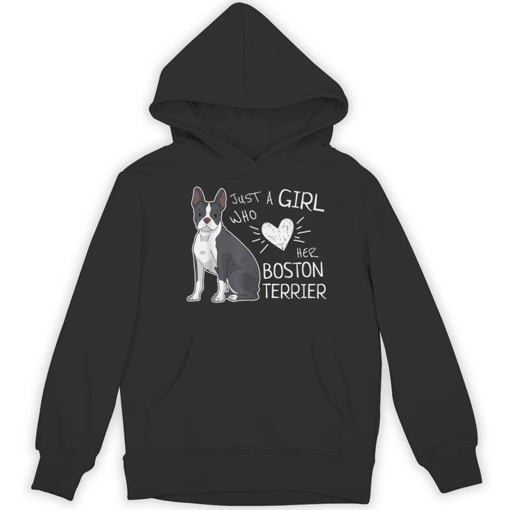 Just A Girl Who Loves Her Boston Terrier Puppy Love Women's Hoodie, novelty gifts, funny gifts