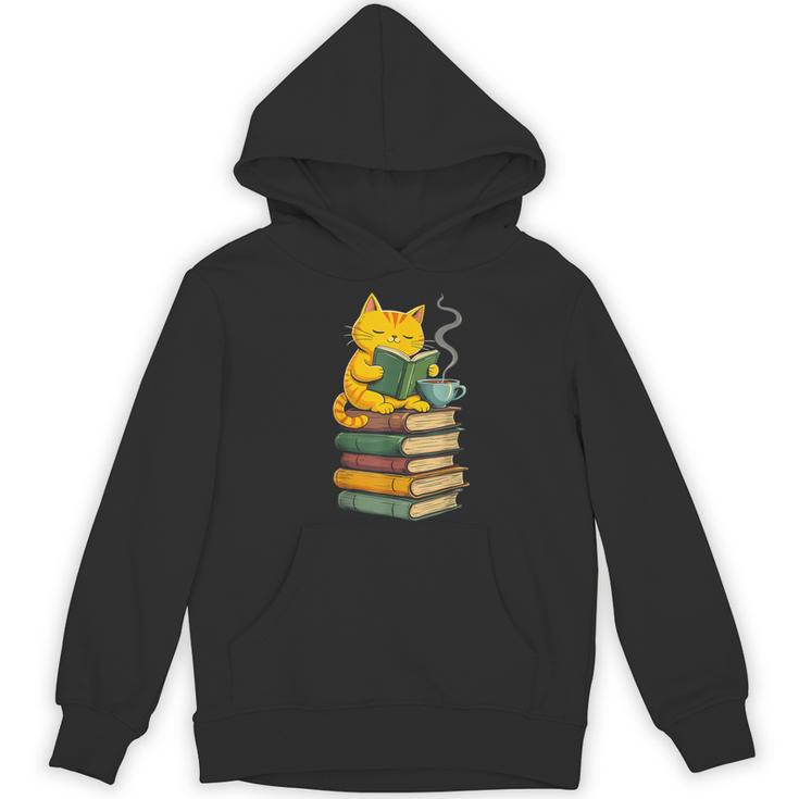 Kawaii Cats Lover Coffee Books Teacher Librarian Cat Women's Hoodie, novelty gifts, funny gifts