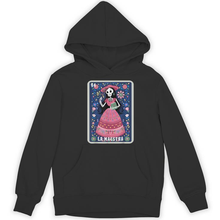 La Maestra Halloween Mexican Bingo Card Teacher Lottery Card Women's Hoodie, novelty gifts, funny gifts La Maestra Halloween Mexican Bingo Card Teacher Lottery Card Women's Hoodie, novelty gifts, funny gifts