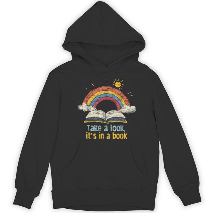 Take a Look It's In a Book Vintage Reading Teacher Rainbow Women's Hoodie, novelty gifts, funny gifts Take a Look It's In a Book Vintage Reading Teacher Rainbow Women's Hoodie, novelty gifts, funny gifts