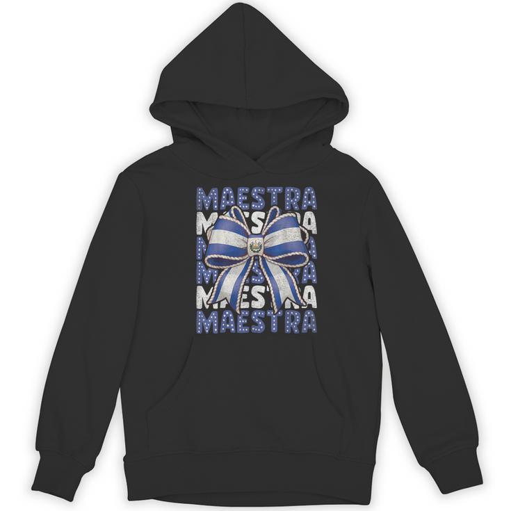 Maestra El Salvador Coquette Bow Hispanic Spanish Teacher Women's Hoodie, novelty gifts, funny gifts
