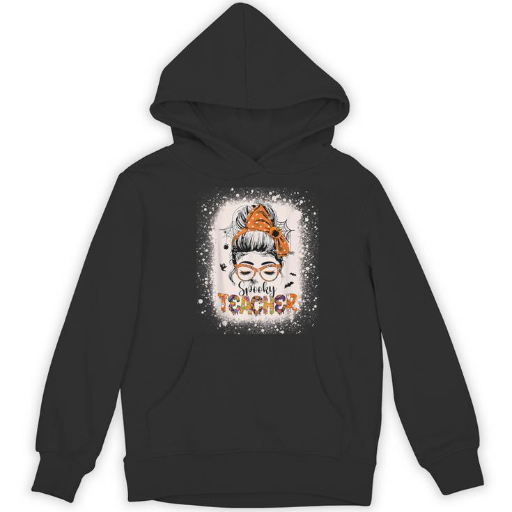 Messy Bun Spooky Teacher Bleached Halloween Teachers Women's Hoodie, novelty gifts, funny gifts Messy Bun Spooky Teacher Bleached Halloween Teachers Women's Hoodie, novelty gifts, funny gifts