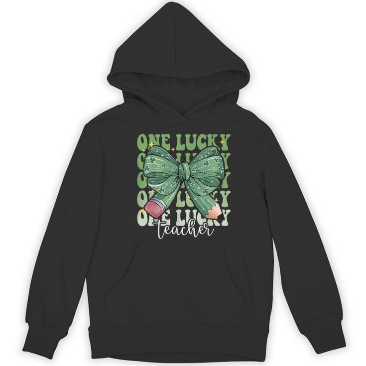 One Lucky Teacher Coquette Bow St Patricks Day Teacher Women's Hoodie, novelty gifts, funny gifts One Lucky Teacher Coquette Bow St Patricks Day Teacher Women's Hoodie, novelty gifts, funny gifts