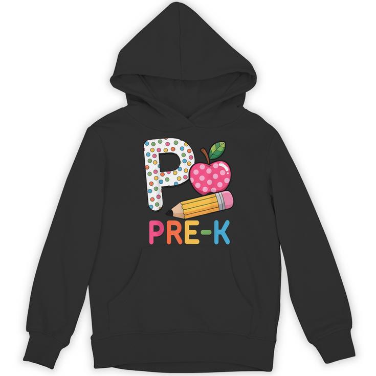 P Is For Pre K Teacher Student Pencil Apple Back To School Women's Hoodie, novelty gifts, funny gifts