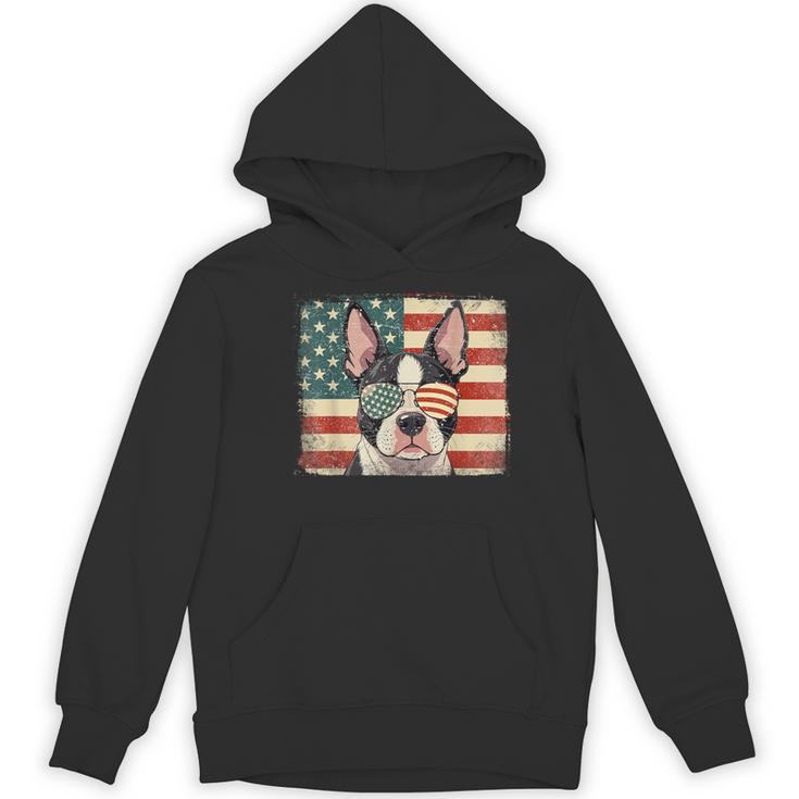 Patriotic Boston Terrier Dog Lover USA Flag 4th Of July For Men Women Kids Women's Hoodie, novelty gifts, funny gifts