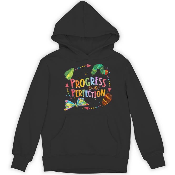 Progress Over Perfection Caterpillar Teacher Back To School Women's Hoodie, novelty gifts, funny gifts Progress Over Perfection Caterpillar Teacher Back To School Women's Hoodie, novelty gifts, funny gifts