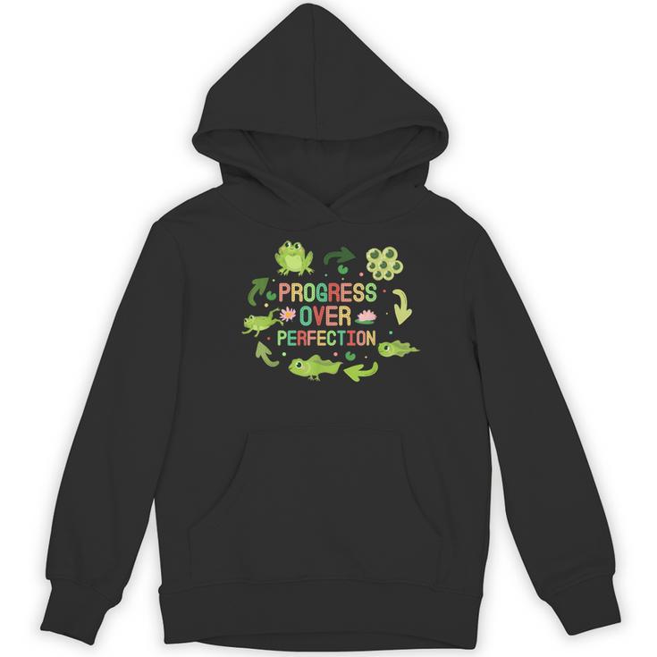 Progress Over Perfection Frog Back To School Teacher Women's Hoodie, novelty gifts, funny gifts Progress Over Perfection Frog Back To School Teacher Women's Hoodie, novelty gifts, funny gifts