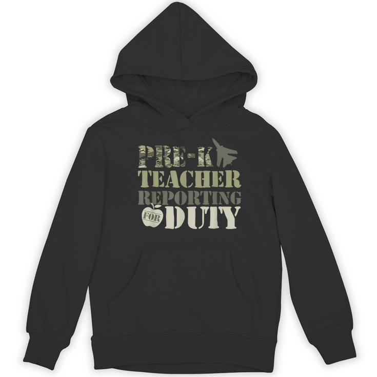 Retro Back To School Women Old Camo Pre-K Teacher Women's Hoodie, novelty gifts, funny gifts