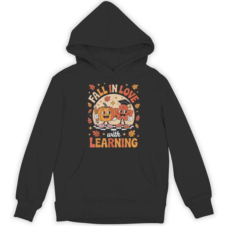 Retro Fall In Love With Learning Pumpkin Leaf Teacher Autumn Women's Hoodie, novelty gifts, funny gifts Retro Fall In Love With Learning Pumpkin Leaf Teacher Autumn Women's Hoodie, novelty gifts, funny gifts
