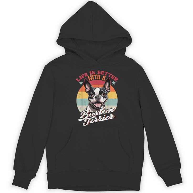 Retro Life Is Better With Boston Terrier Mom Dog Lover Women's Hoodie, novelty gifts, funny gifts