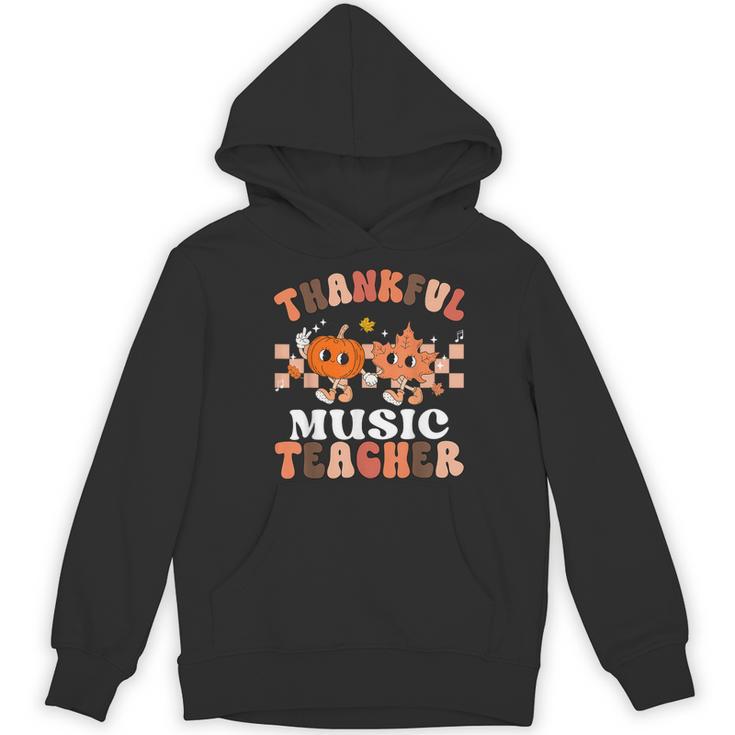 Retro Thankful Music Teacher Pumpkin Fall Thanksgiving Women's Hoodie, novelty gifts, funny gifts