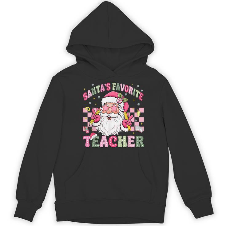 Santa's Favorite Teacher Groovy Christmas Teacher Boys Girls Women's Hoodie, novelty gifts, funny gifts
