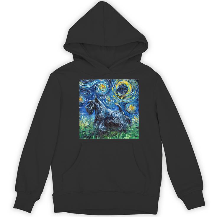 Scottish Terrier Starry Night Scotty Dog Art By Aja Women's Hoodie, novelty gifts, funny gifts
