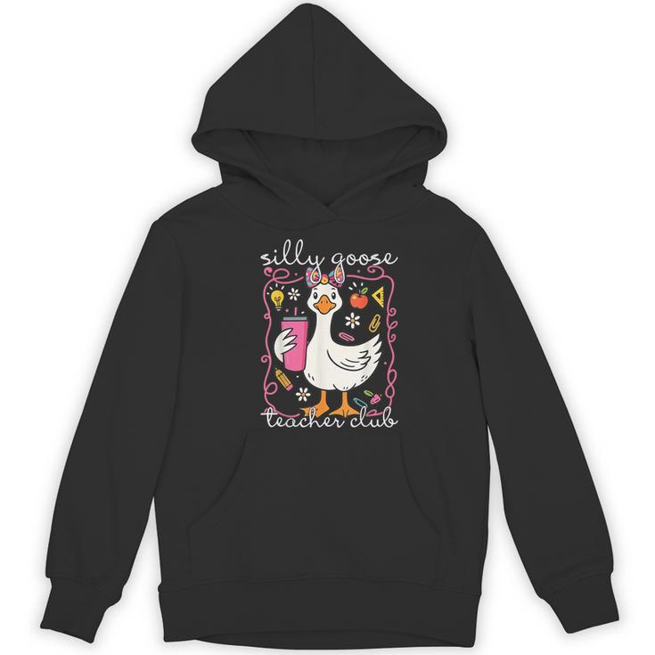 Silly Goose Teacher Club Animal Lover Groovy Teacher Women's Hoodie, novelty gifts, funny gifts
