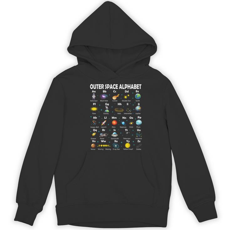 Space Alphabet Galaxy Astronaut Planets Student Teacher Women's Hoodie, novelty gifts, funny gifts