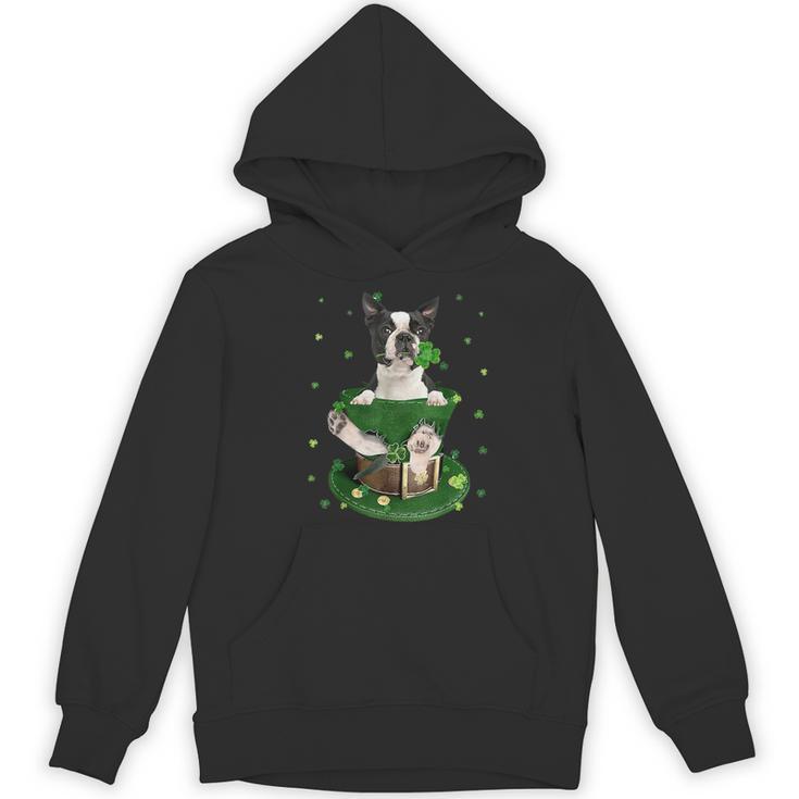 St Patrick's Day Leprechaun Boston Terrier Dog Shamrock For Men Women Kids Women's Hoodie, novelty gifts, funny gifts