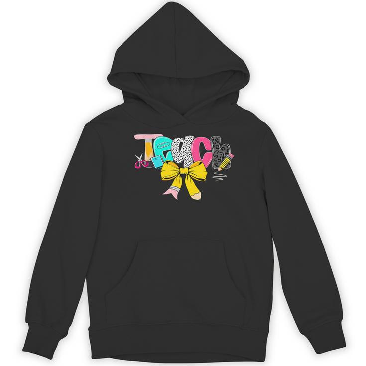 Teach Coquette Bow Teacher Back To School Happy First Day Women's Hoodie, novelty gifts, funny gifts Teach Coquette Bow Teacher Back To School Happy First Day Women's Hoodie, novelty gifts, funny gifts
