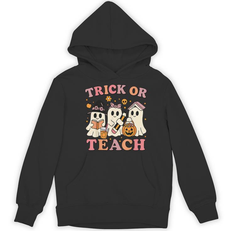 Teacher Halloween Trick Or Teach Cute Ghost Coffee Pumpkins Women's Hoodie, novelty gifts, funny gifts