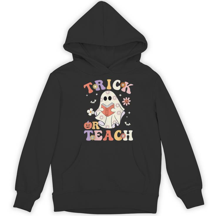 Teacher Halloween Trick Or Teach Floral Ghost Women's Hoodie, novelty gifts, funny gifts