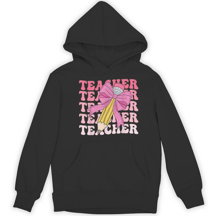 Teacher Pencil Back To School Groovy Pink Teacher First Day Women's Hoodie, novelty gifts, funny gifts Teacher Pencil Back To School Groovy Pink Teacher First Day Women's Hoodie, novelty gifts, funny gifts