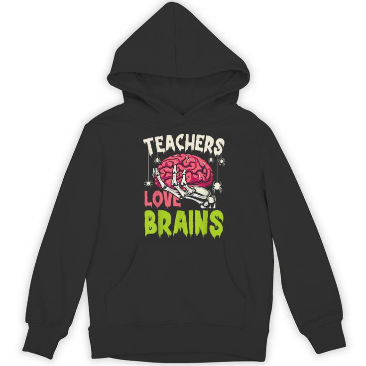 Teachers Love Brains Skeleton Halloween Teacher Funny Women's Hoodie, novelty gifts, funny gifts