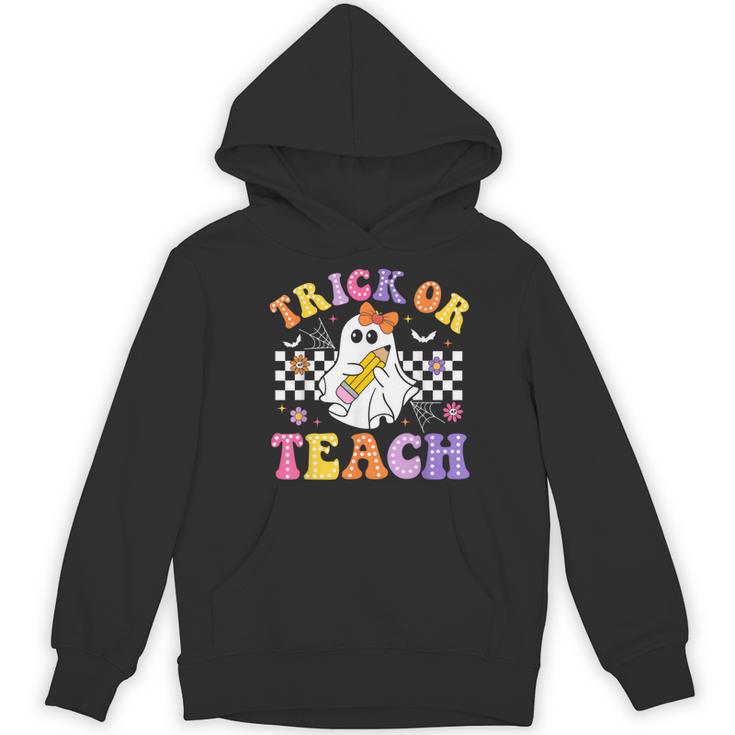 Trick Or Teach Groovy Halloween Teachers Women's Hoodie, novelty gifts, funny gifts Trick Or Teach Groovy Halloween Teachers Women's Hoodie, novelty gifts, funny gifts