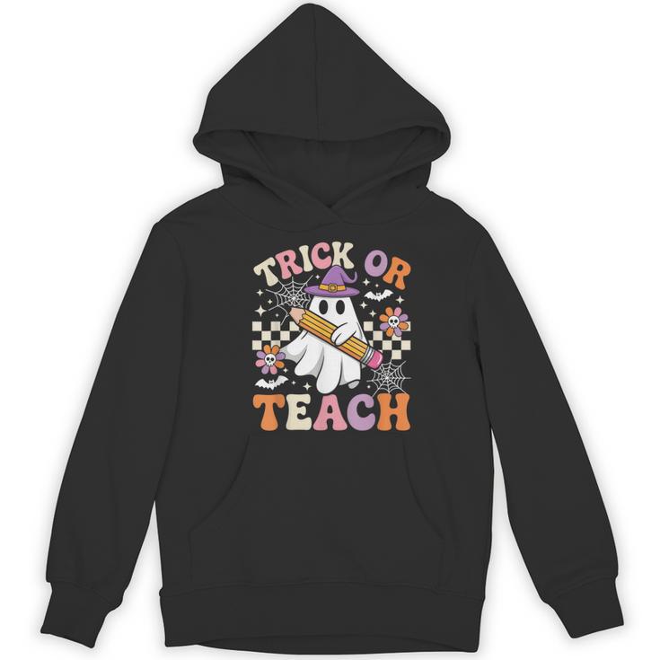 Trick Or Teach Groovy Teacher Halloween Retro Ghost Women's Hoodie, novelty gifts, funny gifts Trick Or Teach Groovy Teacher Halloween Retro Ghost Women's Hoodie, novelty gifts, funny gifts